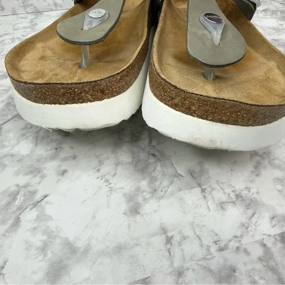 BIRKENSTOCK PAPILLIO GIZEH PLATFORM NUBUCK LEATHER DOVE GRAY Sz 42 Women’s Sz 11
